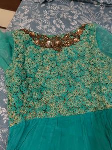 sea green party wear gown