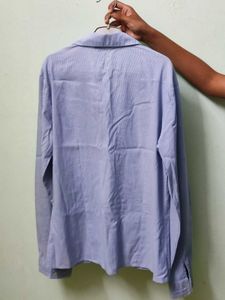 White Strip Blue Shirt