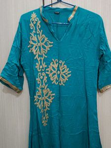 Sea Green, embroided, combination of cream