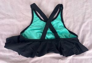 Black Swim Top with Tribal Embroidery