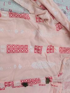 Peach Printed Short Kurta
