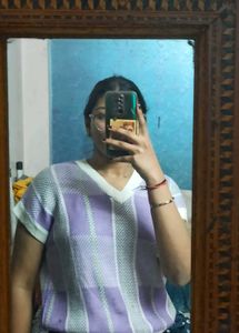 Lavender Checkered Knit Vest