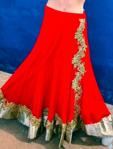 Beautiful✨Red And Gold Patchwork Lahnga Choli💐💕