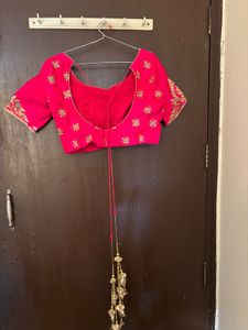 Vibrant Pink Orange Embroidered Lehenga Skirt