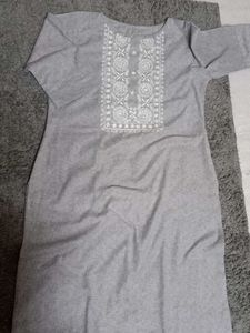 Grey Kurta With Handwork