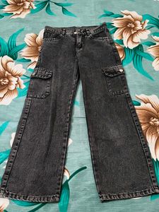 Black Wash Cargo Jeans