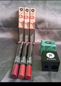 Sugar Matte Lipstick Set Of 3 With Sharpner