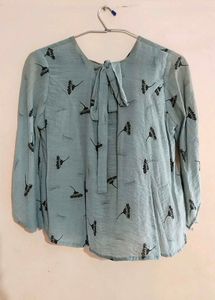 Blue Floral Print Blouse