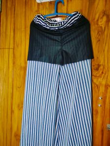 Striped Wide Leg Palazzo Pants with belt