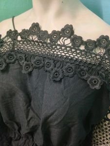 Black Lace Off-Shoulder Top
