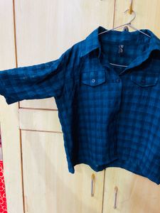 Blue Plaid Short Sleeve Shirt