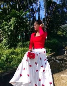 Cherry Print Tiered Skirt