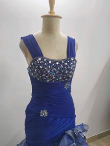 Elegant Blue Ruffled Gown