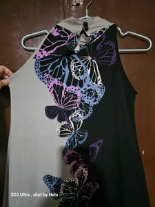 Haulter neck Butterfly Print Dress
