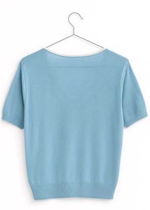 Blue V-Neck Knit Top