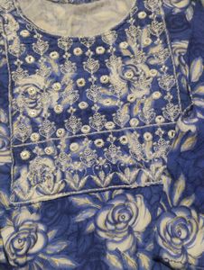 Blue Floral Print Kurta