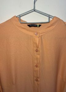 Peach Ruffle Detail Midi Dress