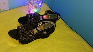 Black & Gold Wedge Heels