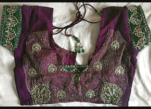 Heavy Work Purple Saree