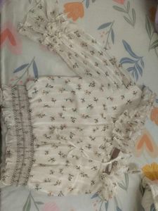 A Cute Cream Floral Top For Womens.