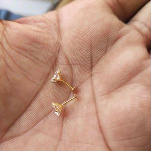 22C Pure Gold Round Dimond Stud Earrings
