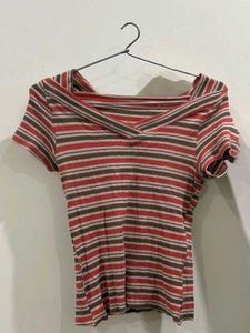 Stylish Striped V-Neck T-Shirt for Women