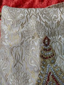 Elegant Traditional Embroidered Dress Peach &amp; Gold