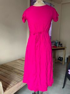 Hot Pink Button-Down Dress