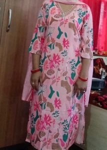 Pink Floral Kurta Set