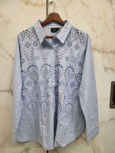 Cutwork  Light Blue Shirt