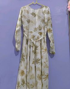 cream Floral Print Maxi Dress