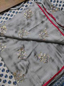 Grey Work Saree