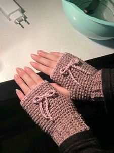 Crochet Fingerless Gloves with Bows