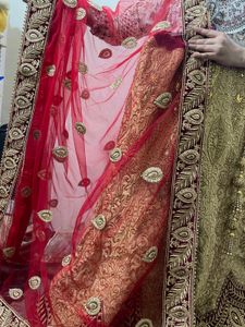 Embroidered Velvet Lehnga With Blouse N Dupatta