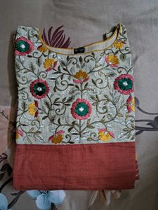 Short Kurta With Embroidered Yoke
