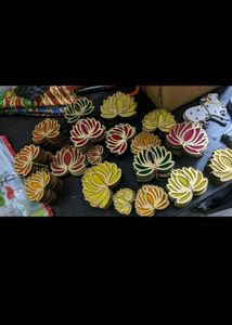 10(Small) Lotus Shape Wooden MDF Cutouts