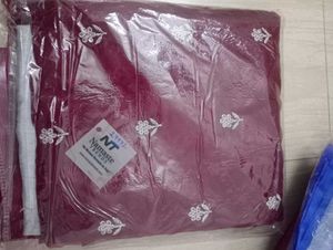 New Party Wear Maroon&amp; Silver Organza Saree