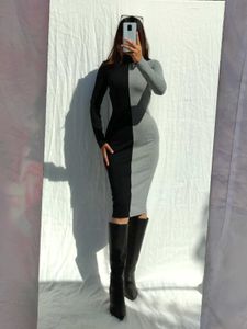 Zara Two-Tone Fitted Midi Dress
