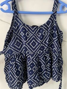 Sleeveless Bandhani Print Peplum Top
