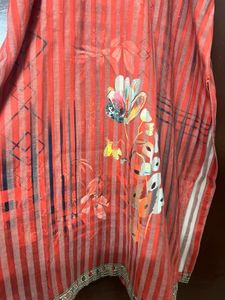 Striped Floral Print Kurti With Salwar