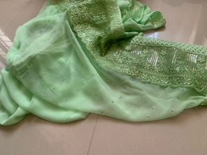 Fluorescent Green Saree