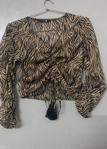 Zebra Print Long Sleeve Top