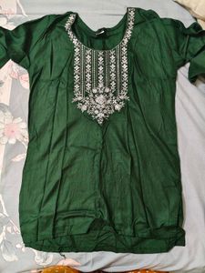 Emerald Green Embroidered Kurti