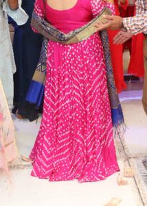 Bandhani Anarkali With Contrast Dupatta