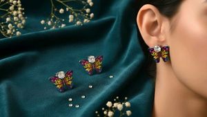 Two set of Earrings, hair bun net, bindi combo pac