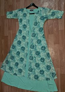 Sea Green Kurta With Cotton Shrug