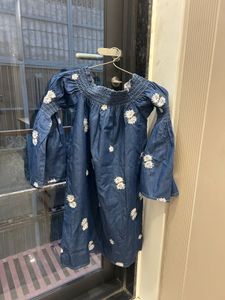 Denim Floral Off-Shoulder Dress