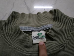 Ribbed Olive Full sleeves Top