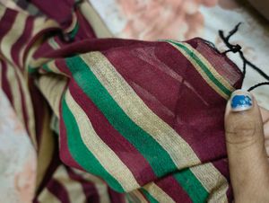 Striped &amp; Checkered Saree with Blouse 🤎