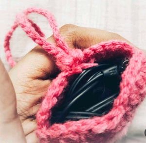 Pink Crocheted mini Flower pouch